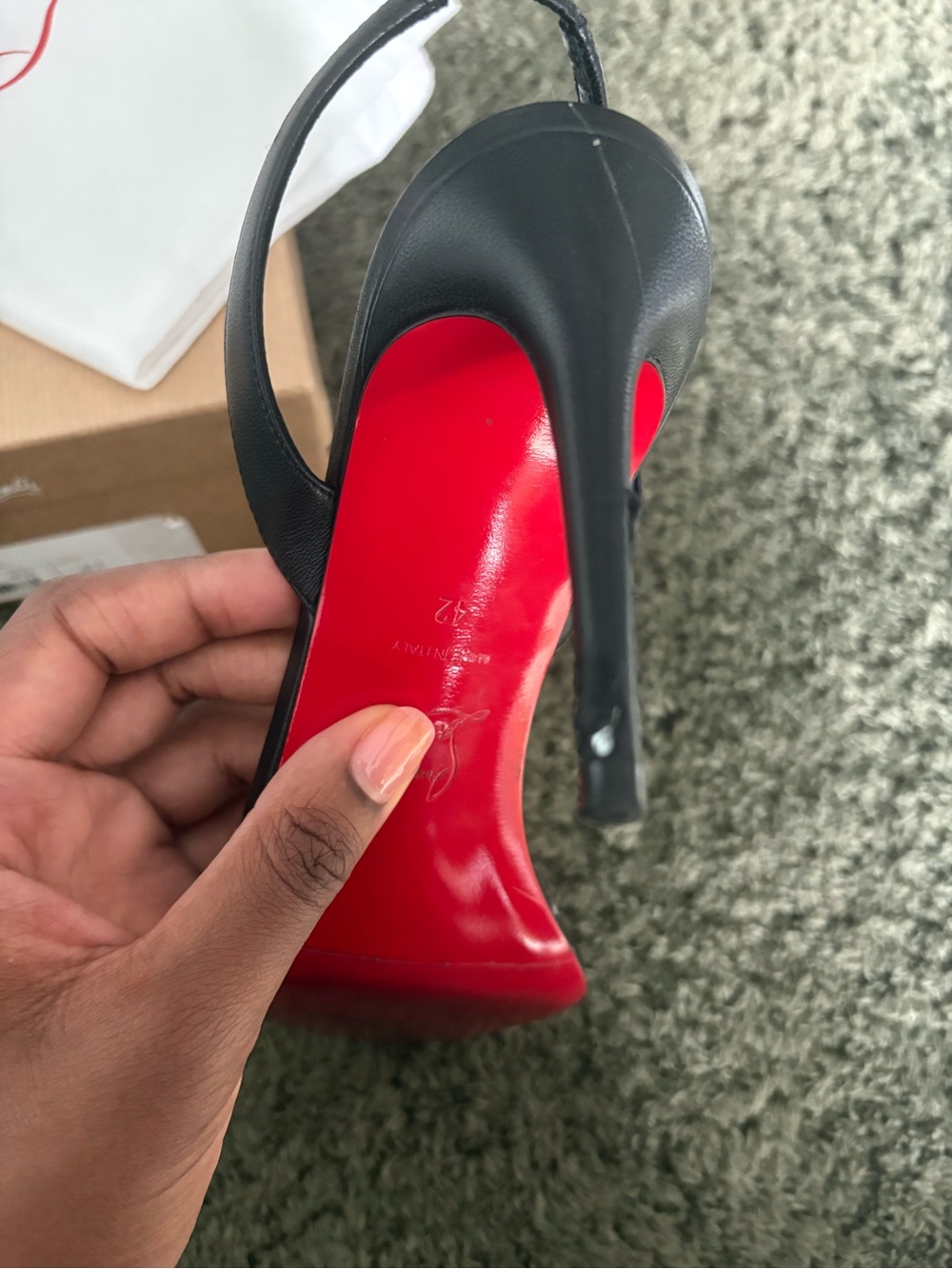 Christian Louboutin Black Marylin 85 Leather Slingback Heels - Picture 10 of 13